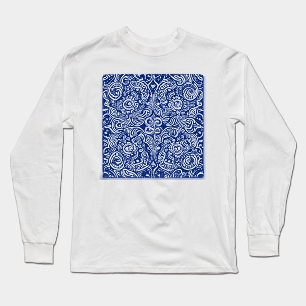 Paisley Print - Blue Aesthetic Long Sleeve T-Shirt by BubbleMench